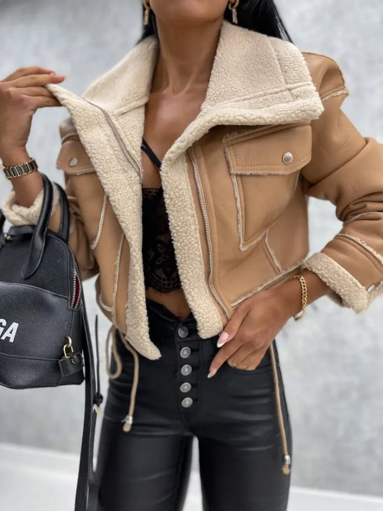 Giacca in Ecopelle da Donna | Foderata in Sherpa/Pile, Autunno/Inverno TIAMUSE Outwear