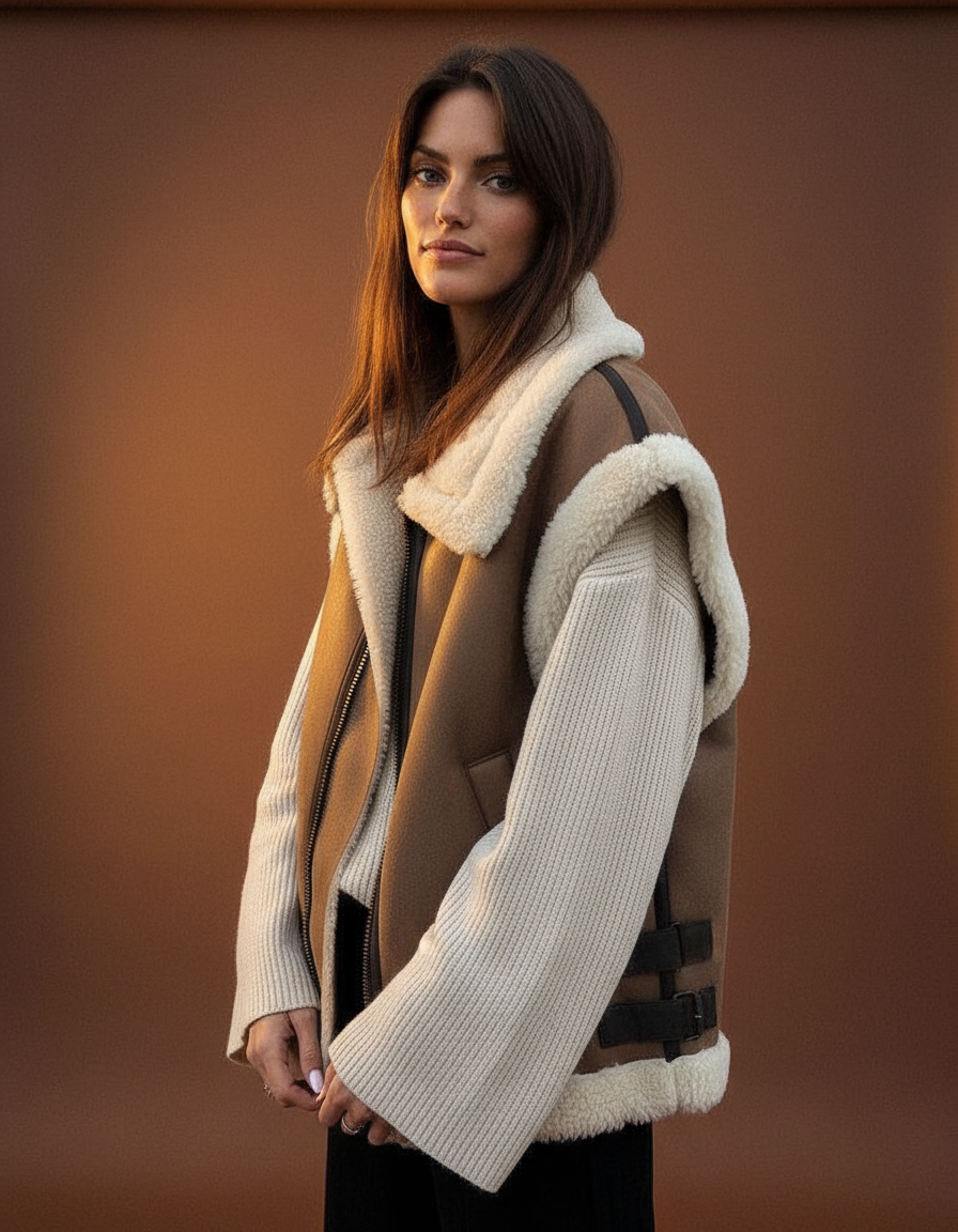 Gilet Teddy Donna Caldo | Gilet Invernale Senza Maniche in Pelliccia Morbida – Evi TIAMUSE November