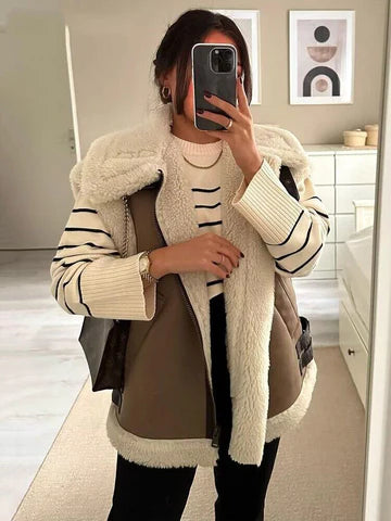 Gilet Teddy Donna Caldo | Gilet Invernale Senza Maniche in Pelliccia Morbida – Evi TIAMUSE November