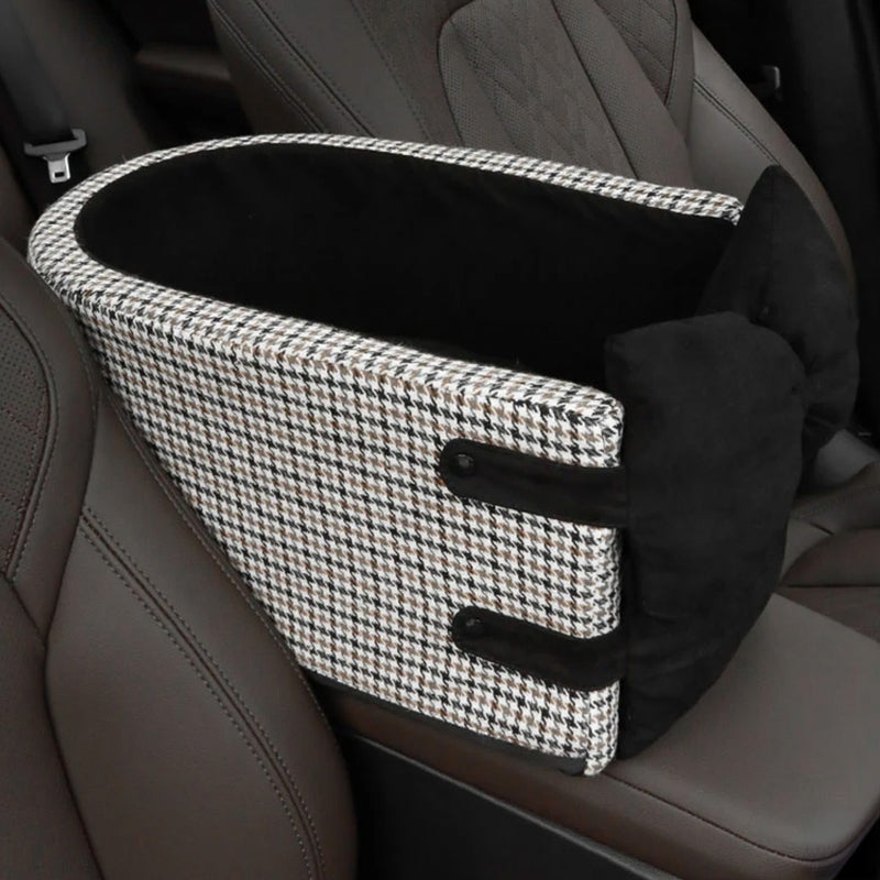 Cuscino per Auto per Cani e Gatti Houndstooth Lookout Console con Fiocco | Etami