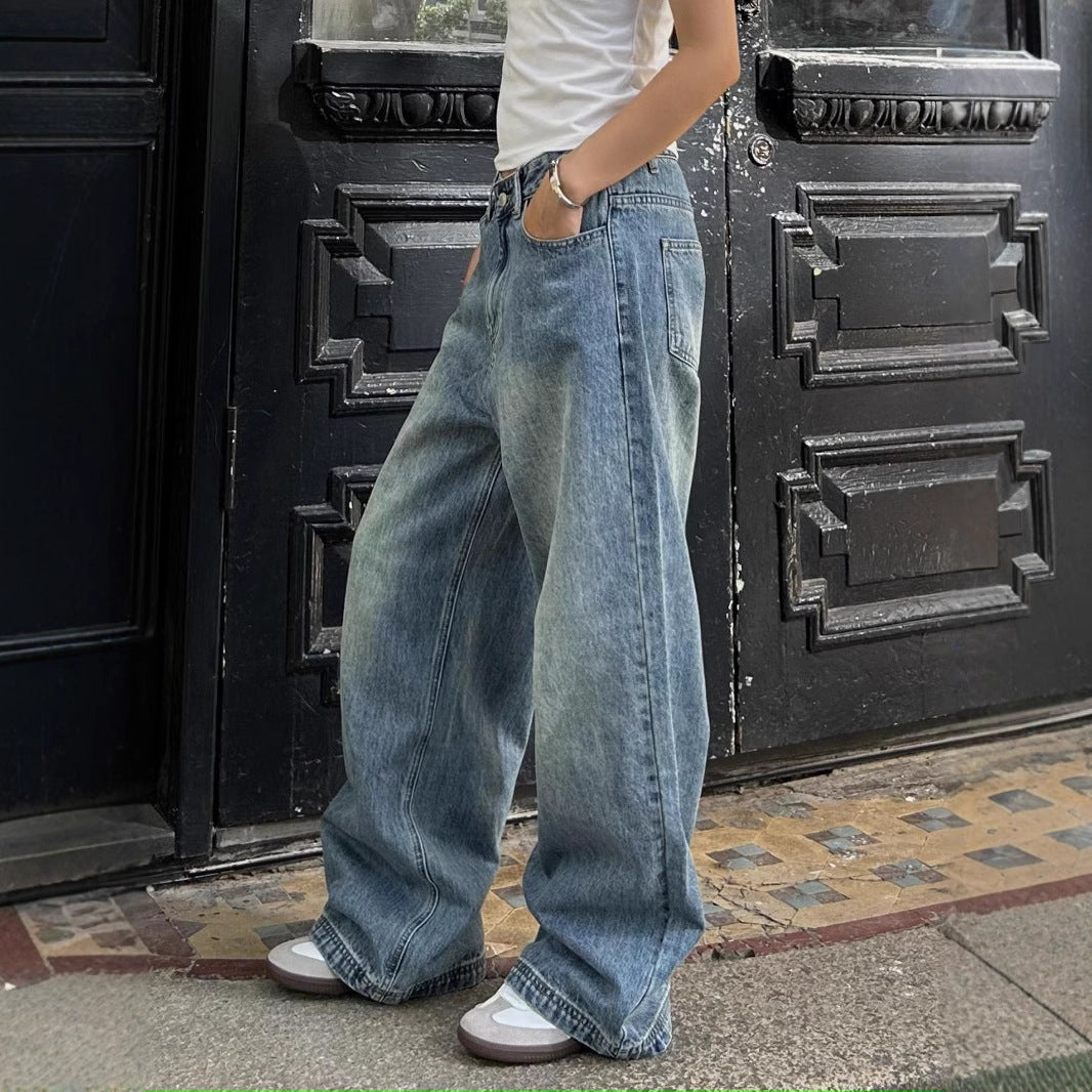 Jeans Donna Baggy Wide Leg | Denim Lavato a Fit Largo Retrò TIAMUSE Jeans