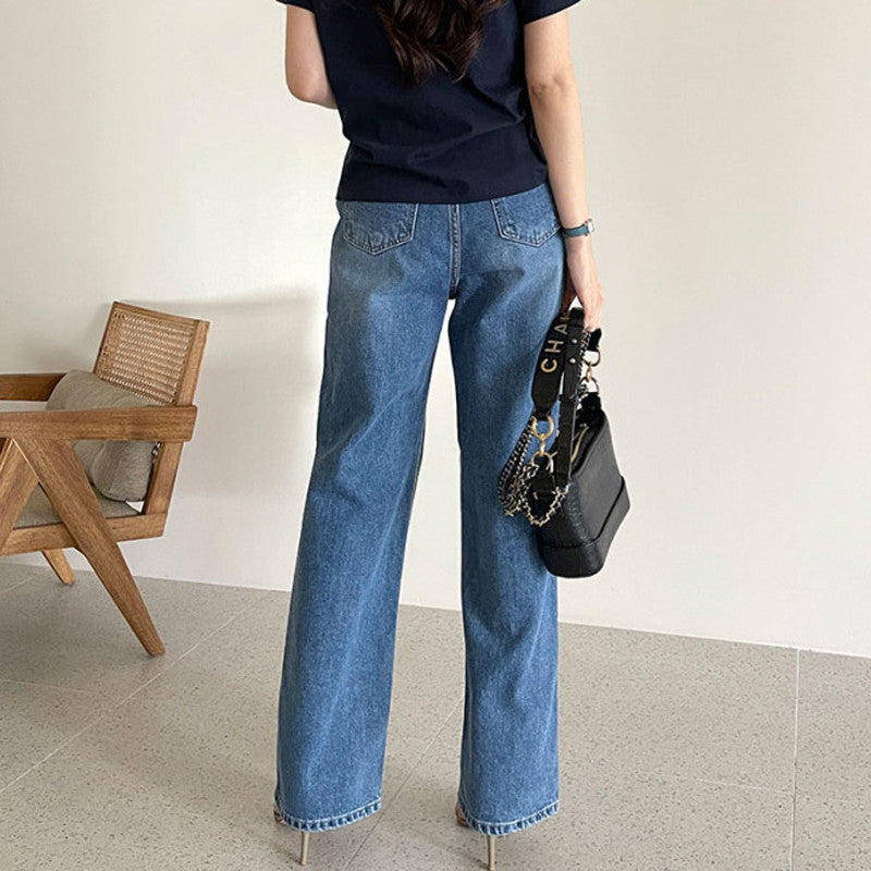 Jeans Donna Dritti | Blu Scuro Essenziale per l’Uso Quotidiano TIAMUSE Jeans