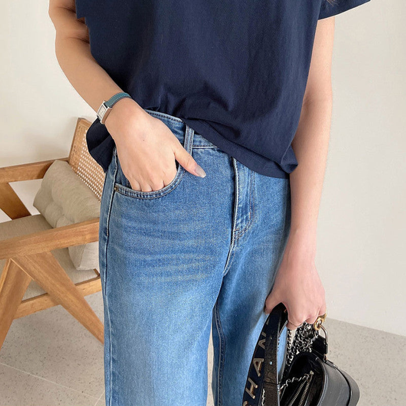 Jeans Donna Dritti | Blu Scuro Essenziale per l’Uso Quotidiano TIAMUSE Jeans