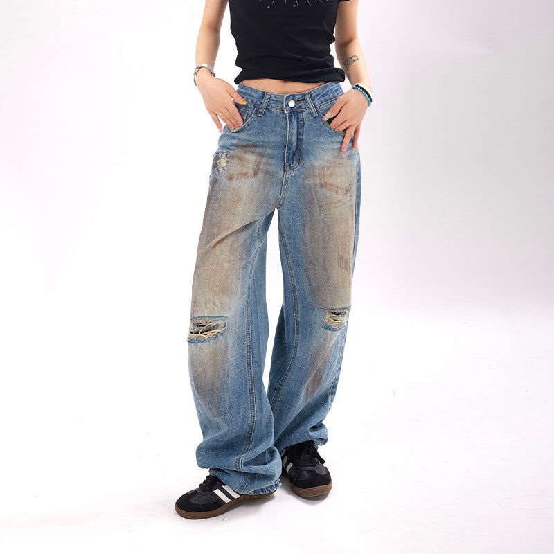 Jeans Donna Vintage a Fit Largo | Pantaloni in Denim a Gamba Larga TIAMUSE Jeans