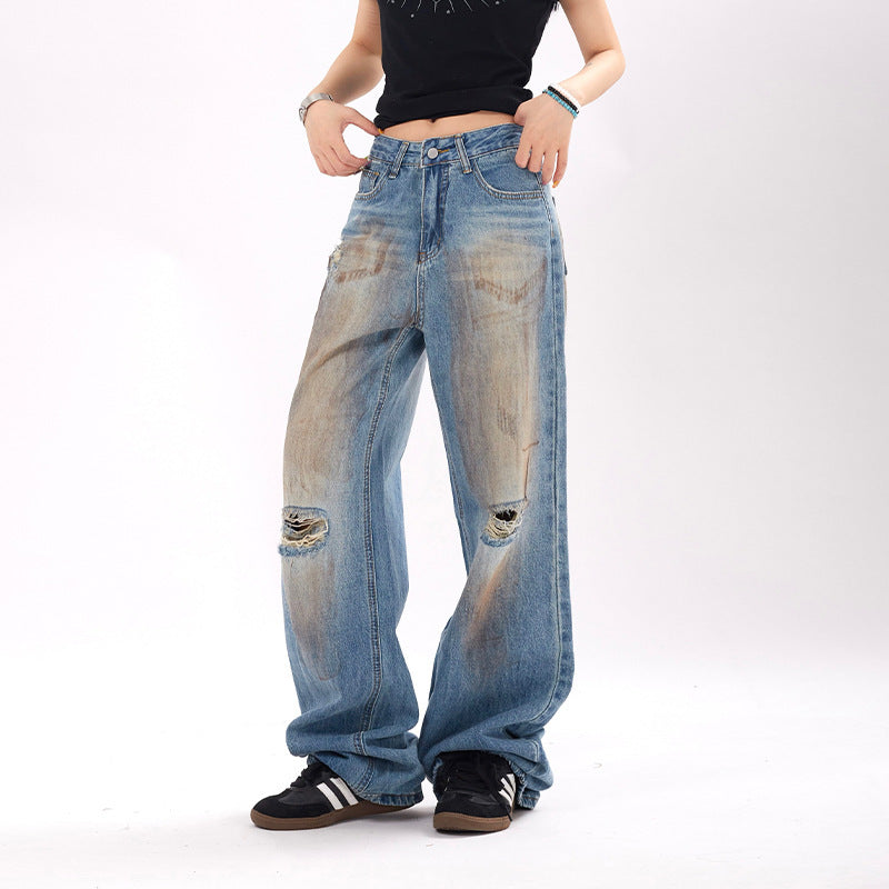 Jeans Donna Vintage a Fit Largo | Pantaloni in Denim a Gamba Larga TIAMUSE Jeans