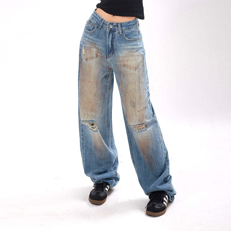 Jeans Donna Vintage a Fit Largo | Pantaloni in Denim a Gamba Larga TIAMUSE Jeans