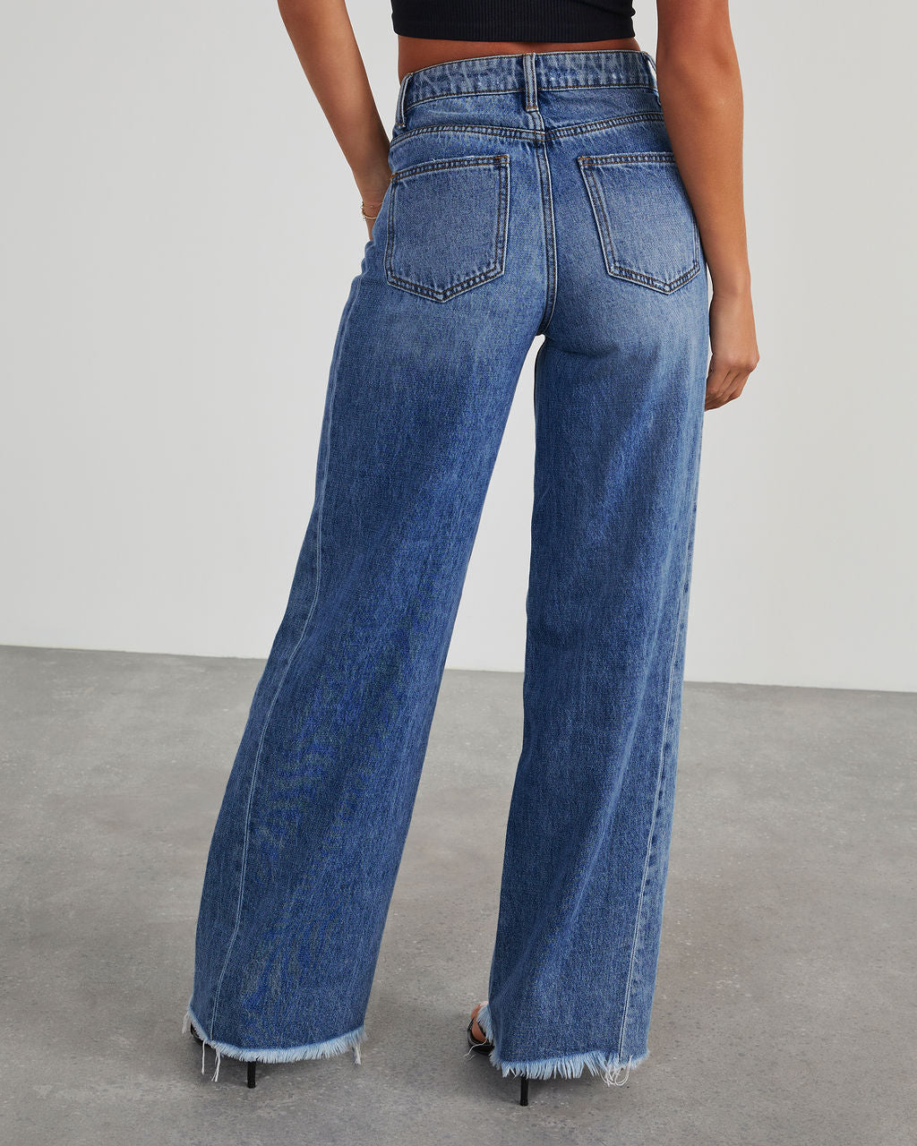 Jeans Donna Wide-Leg | Vita Alta, Lunghezza Lunga, Blu/Nero TIAMUSE Jeans