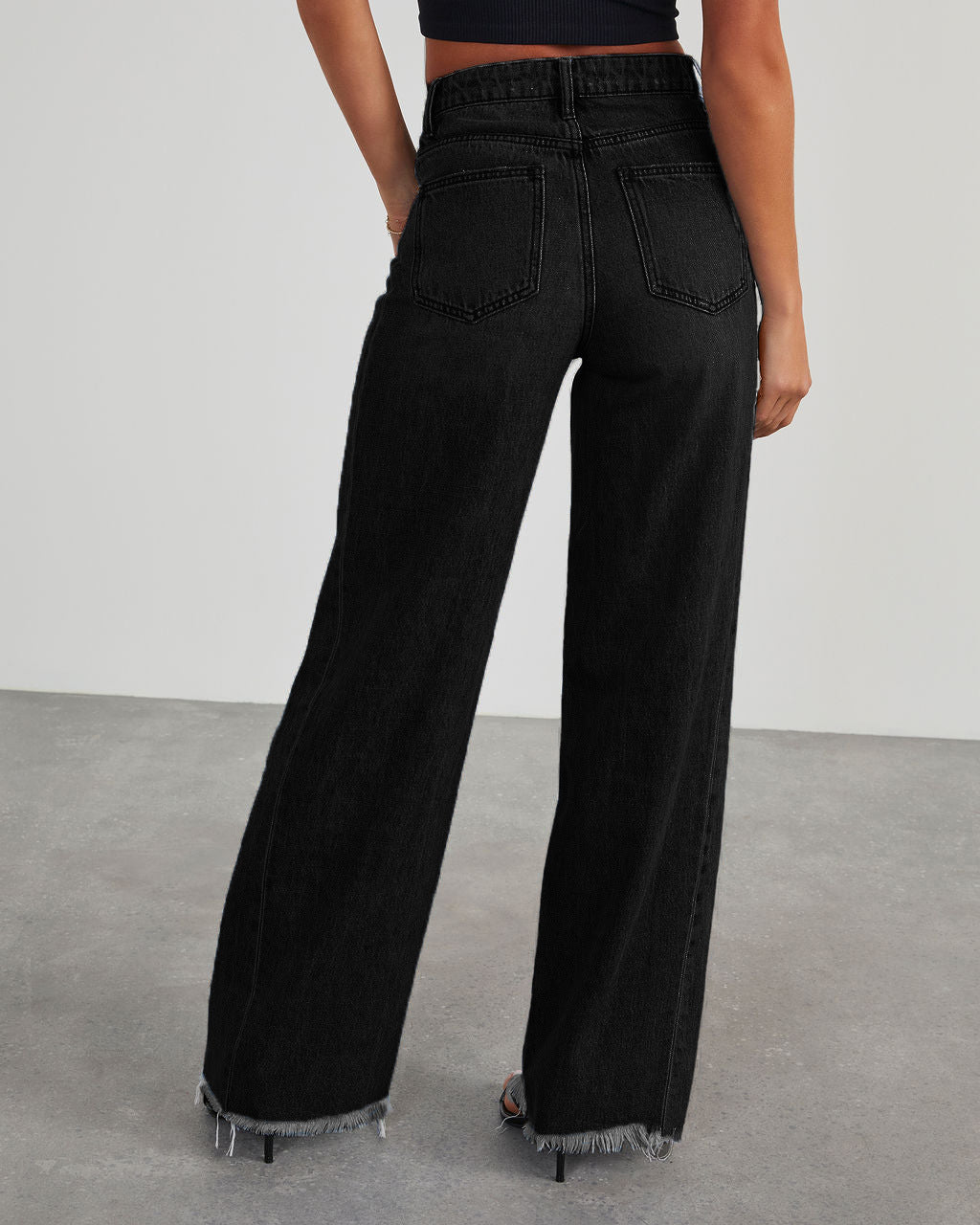 Jeans Donna Wide-Leg | Vita Alta, Lunghezza Lunga, Blu/Nero TIAMUSE Jeans