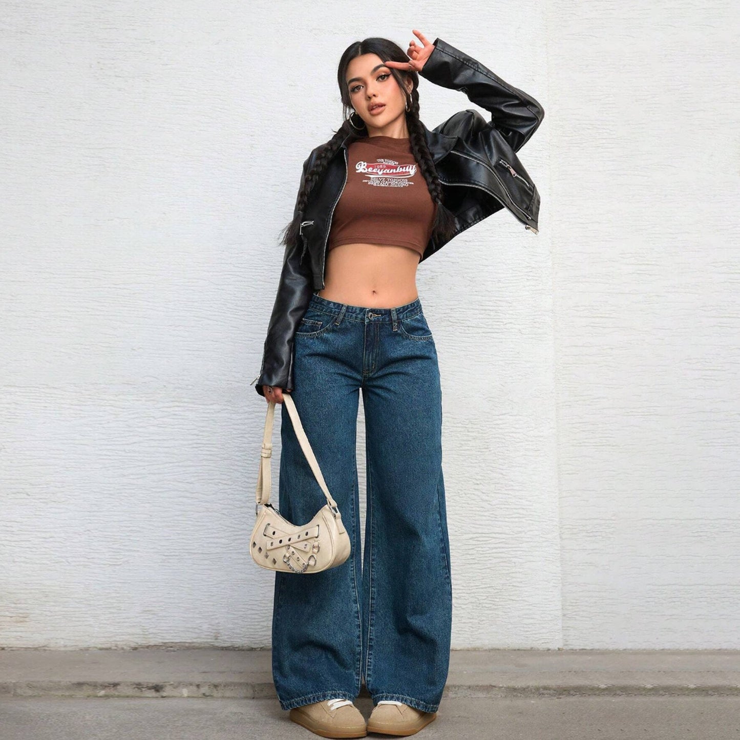 Jeans Donna a Gamba Dritta Blu | Vita Media, Linea Lunga e Pulita TIAMUSE Jeans