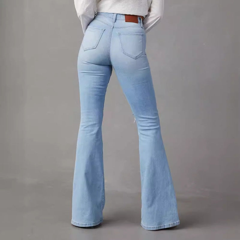 Jeans Donna a Gamba Larga in Denim Blu Chiaro | Eleganti e Comodi - Janna TIAMUSE Jeans