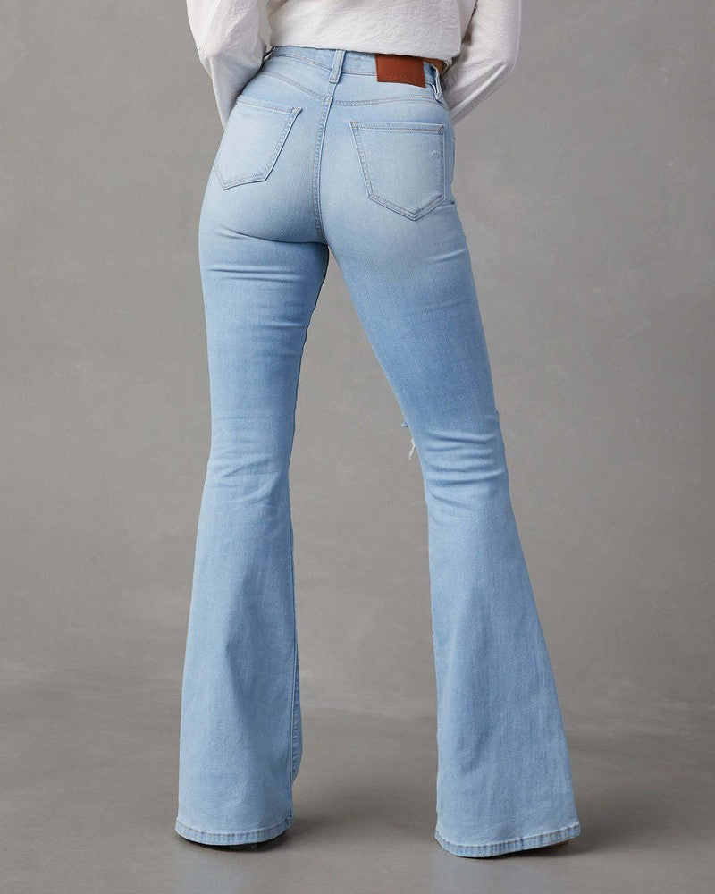 Jeans Donna a Gamba Larga in Denim Blu Chiaro | Eleganti e Comodi - Janna TIAMUSE Jeans