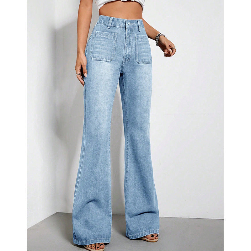 Jeans Donna a Vita Alta Loose Azzurro Chiaro TIAMUSE Jeans