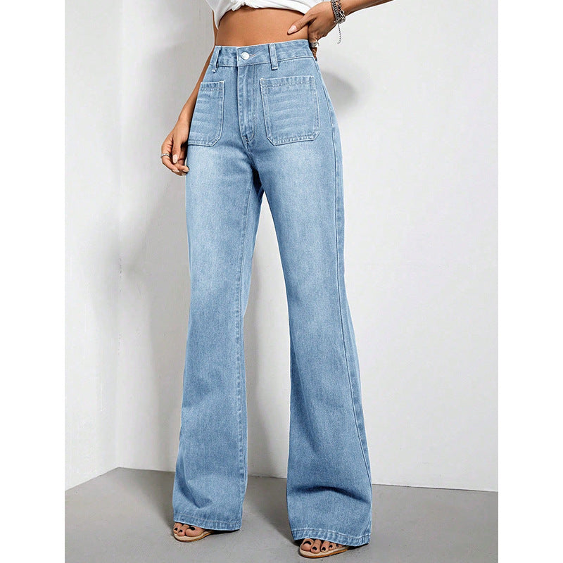 Jeans Donna a Vita Alta Loose Azzurro Chiaro TIAMUSE Jeans