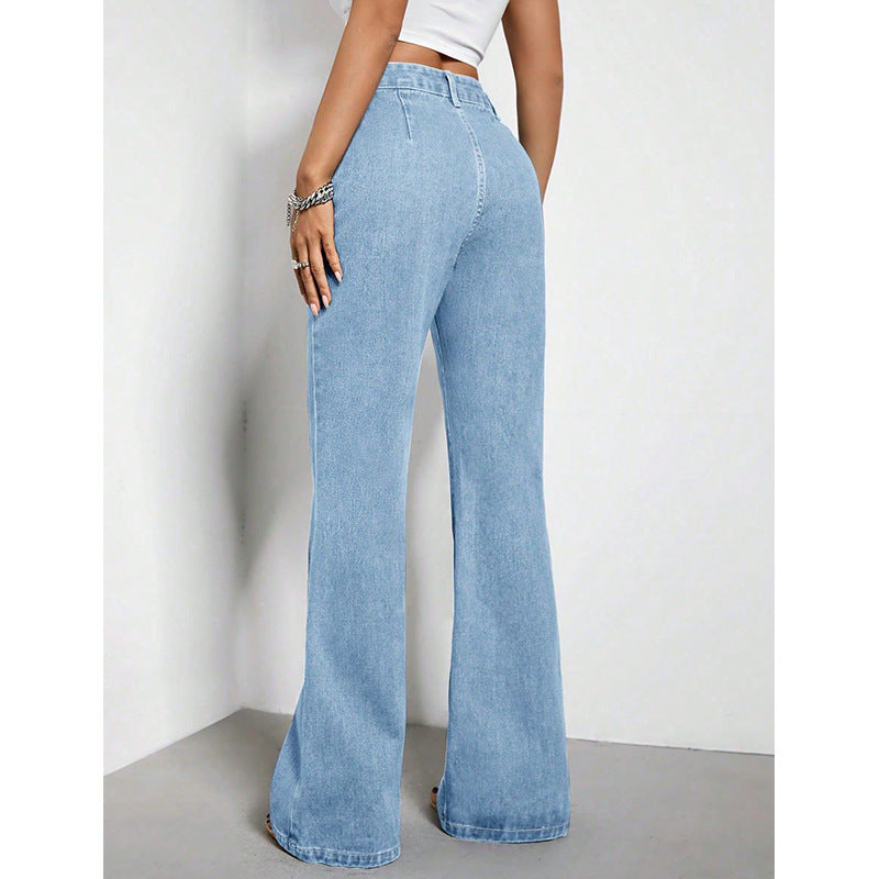 Jeans Donna a Vita Alta Loose Azzurro Chiaro TIAMUSE Jeans