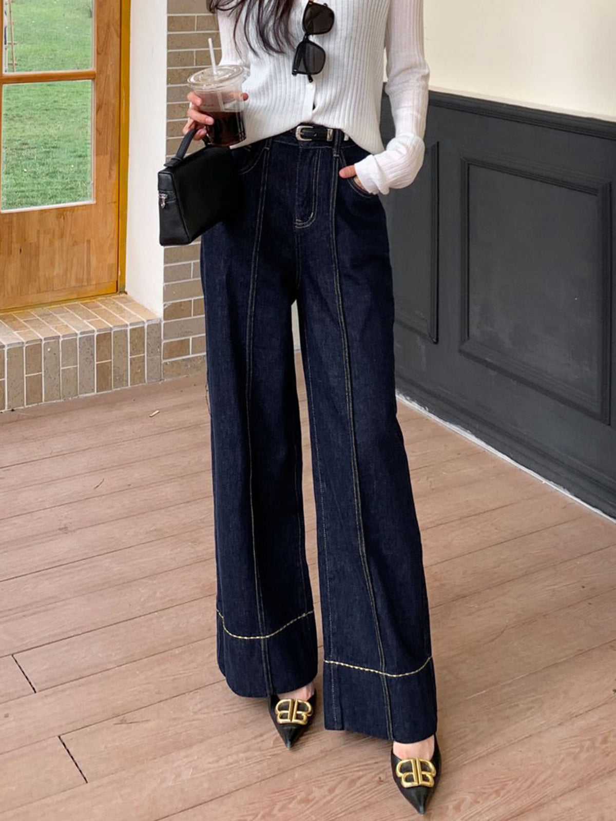Jeans Eleganti Donna Palazzo | Denim a Gamba Larga Autunno Inverno TIAMUSE