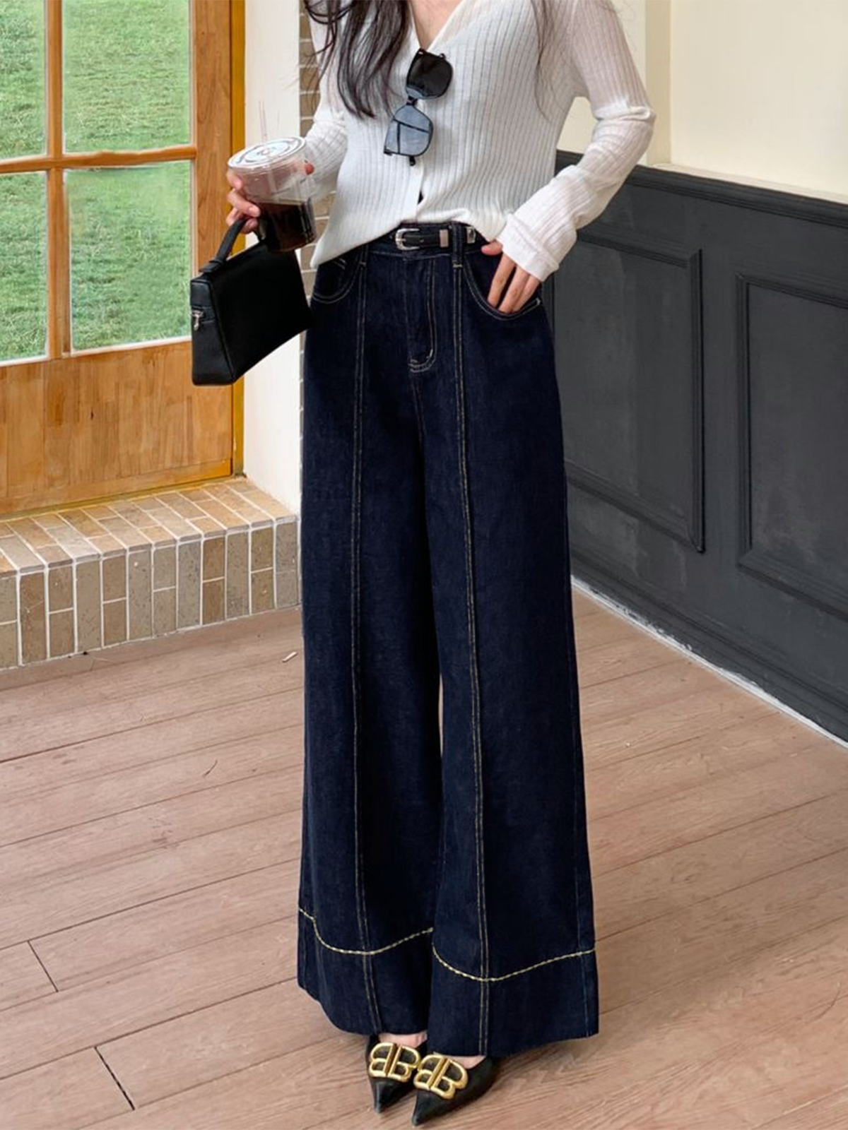 Jeans Eleganti Donna Palazzo | Denim a Gamba Larga Autunno Inverno TIAMUSE