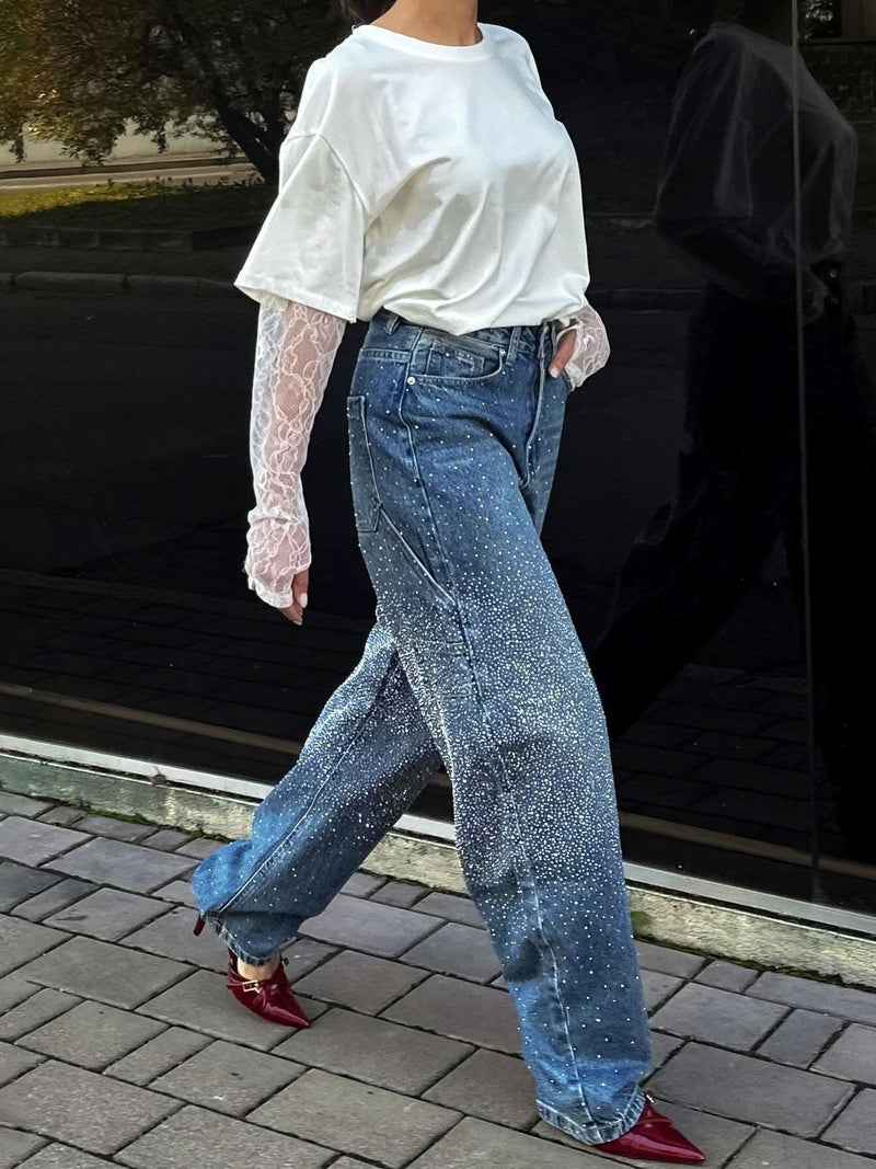 Jeans Riona Baggy Balloon con Brillanti – Look Deciso per Ogni Occasione TIAMUSE Jeans