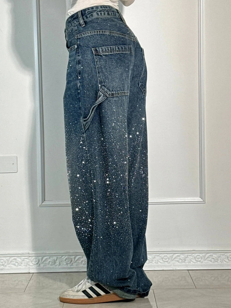 Jeans Riona Baggy Balloon con Brillanti – Look Deciso per Ogni Occasione TIAMUSE Jeans