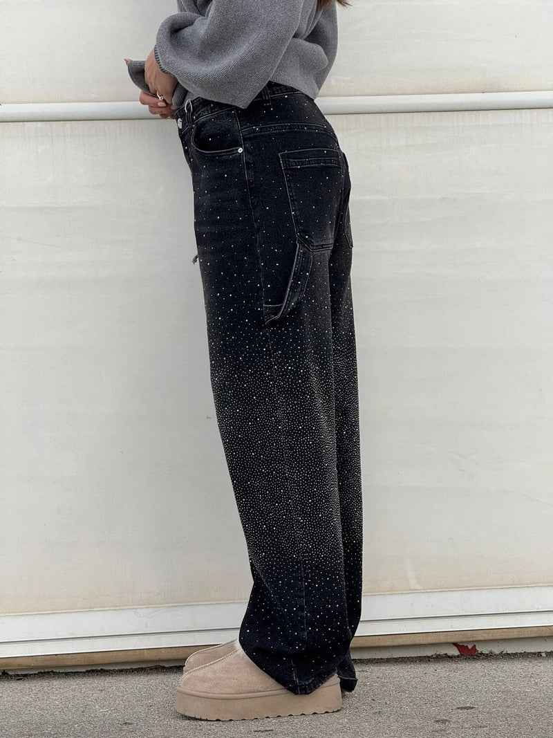 Jeans Riona Baggy Balloon con Brillanti – Look Deciso per Ogni Occasione TIAMUSE Jeans