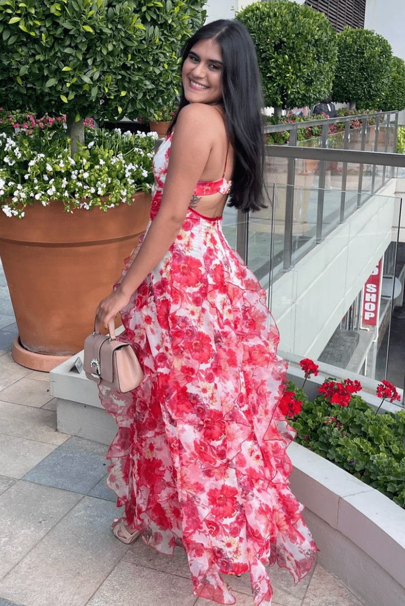 Larissa - Abito Maxi Floreale 2025 | Vestito Romantico con Rouches per Matrimoni ed Eventi Estivi TIAMUSE Abito Vestito