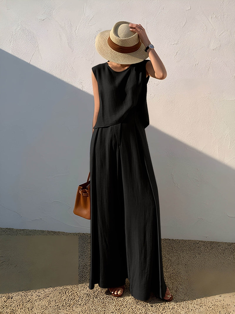 Linna Completo Comodo con Pantaloni in Lino | Completo Leggero e Versatile per Vacanze, Relax e Ogni Stagione TIAMUSE Pants Women