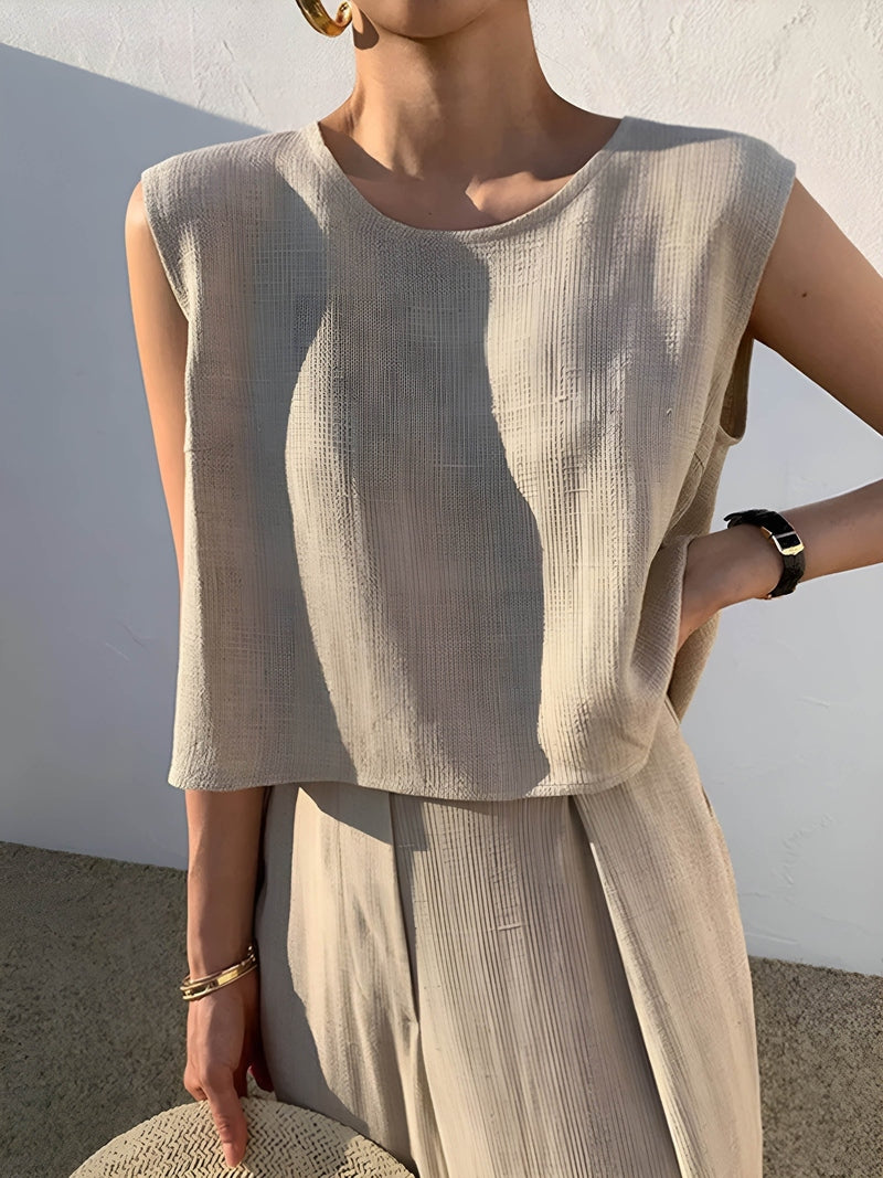 Linna Completo Comodo con Pantaloni in Lino | Completo Leggero e Versatile per Vacanze, Relax e Ogni Stagione TIAMUSE Pants Women