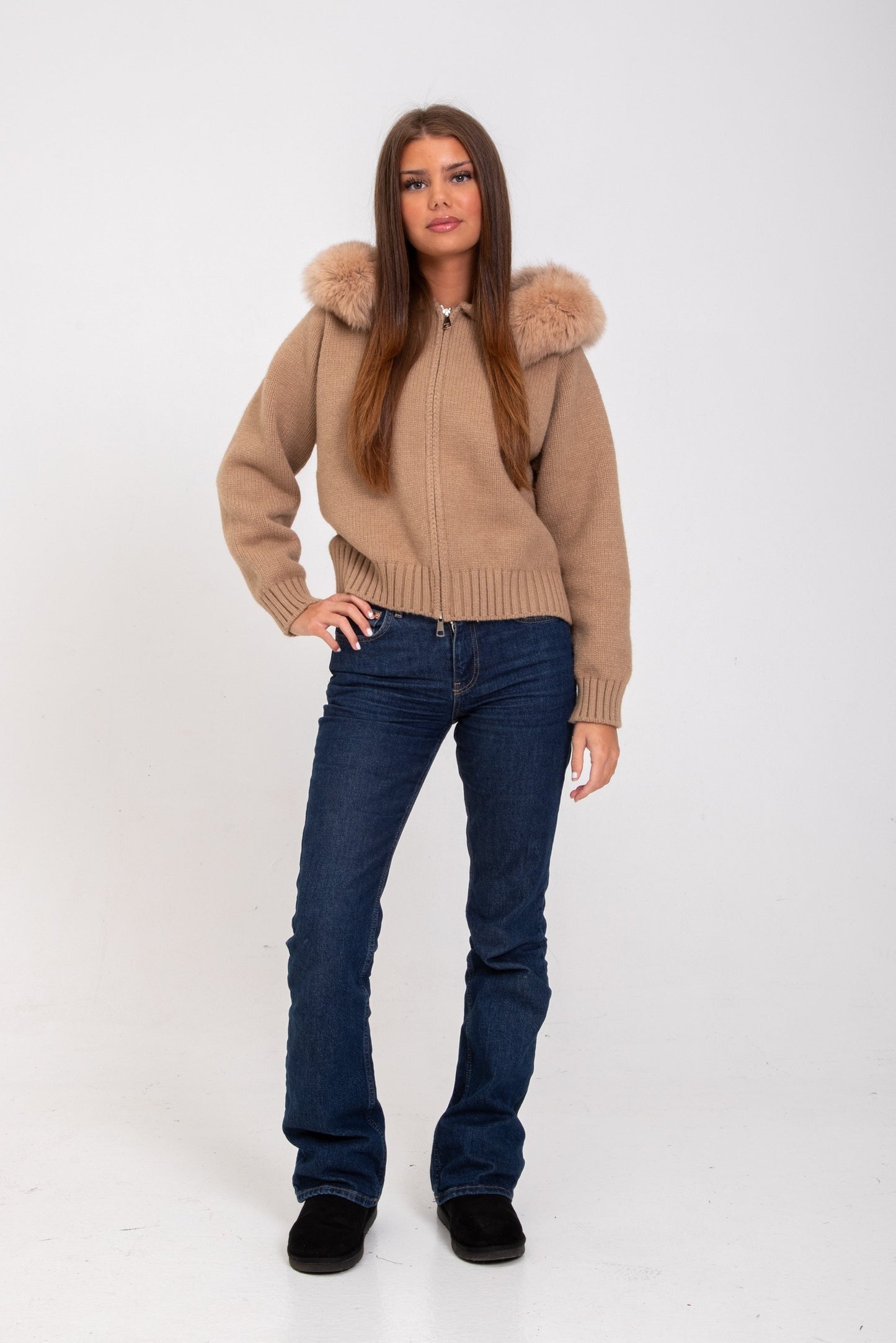 Maglia Giacca Autunnale con Collo in Pelliccia Naturale | Arianna TIAMUSE November