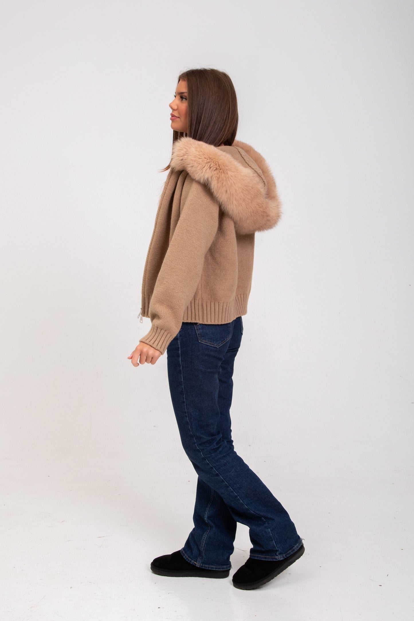 Maglia Giacca Autunnale con Collo in Pelliccia Naturale | Arianna TIAMUSE November