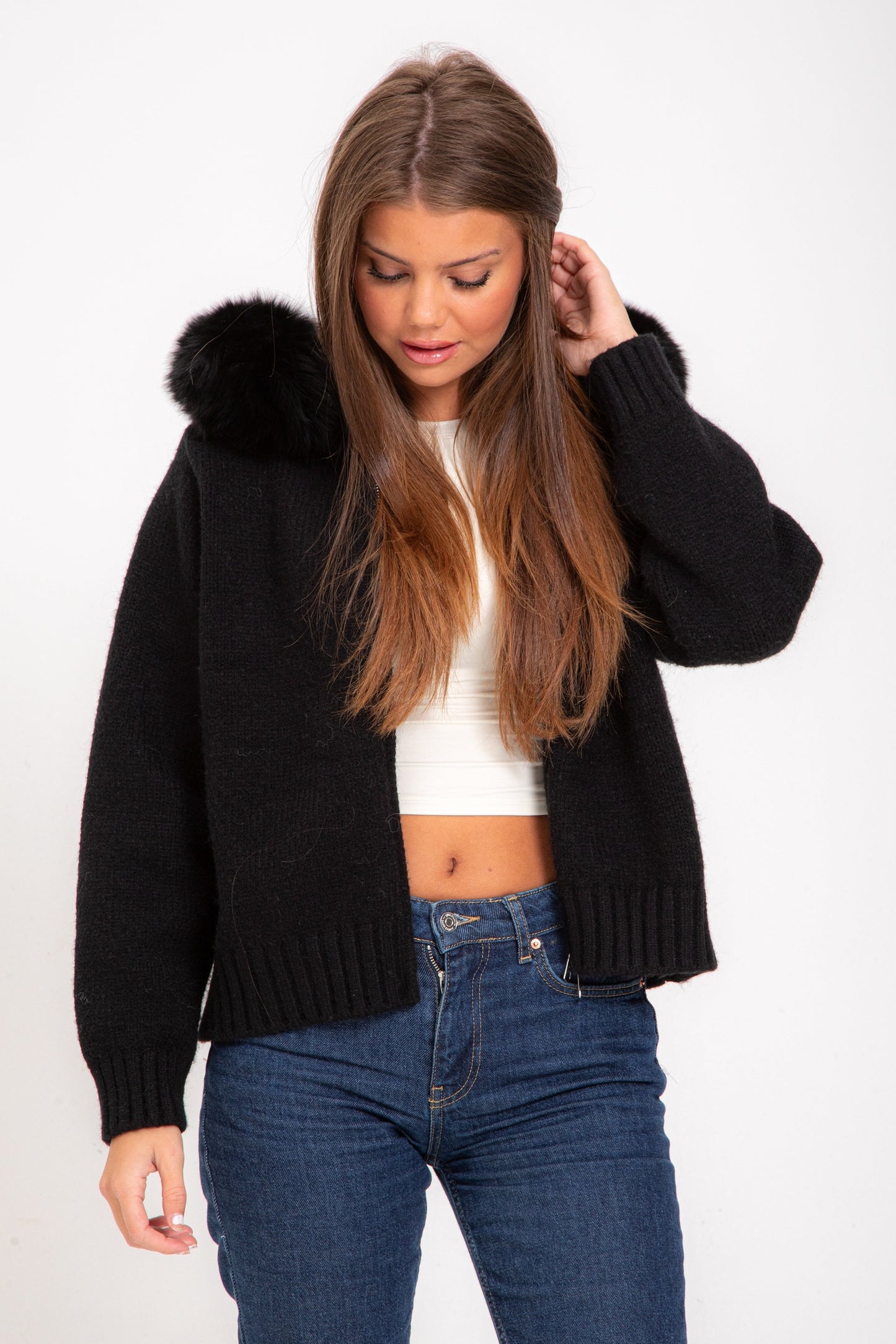 Maglia Giacca Autunnale con Collo in Pelliccia Naturale | Arianna TIAMUSE November