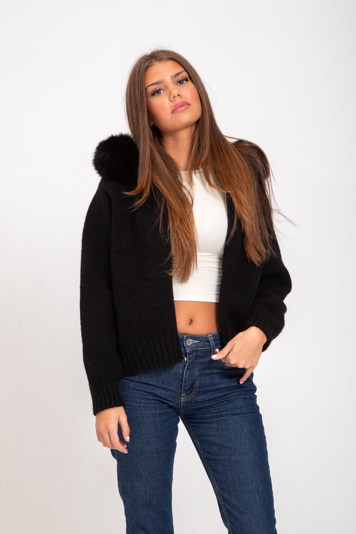 Maglia Giacca Autunnale con Collo in Pelliccia Naturale | Arianna TIAMUSE November