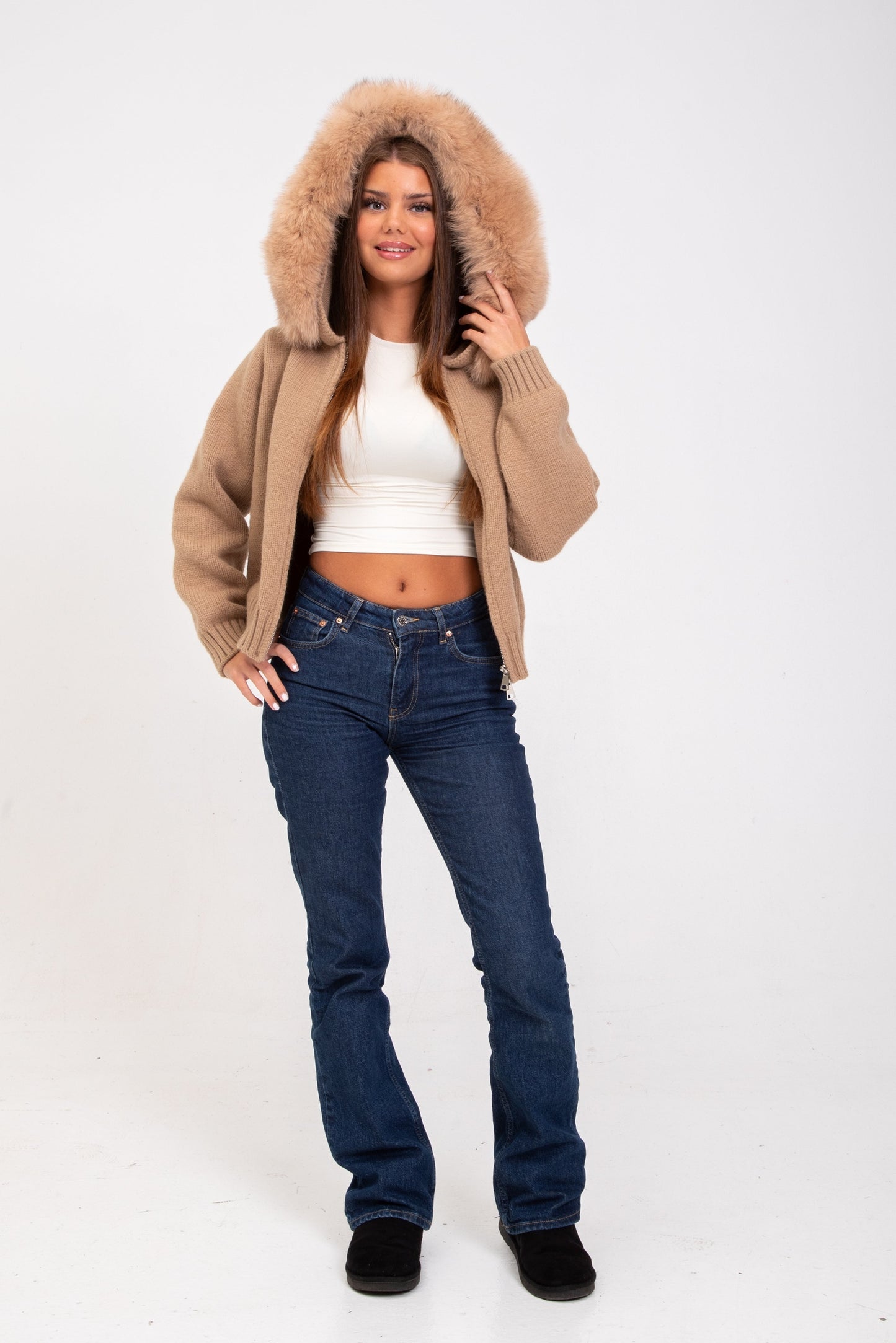 Maglia Giacca Autunnale con Collo in Pelliccia Naturale | Arianna TIAMUSE November