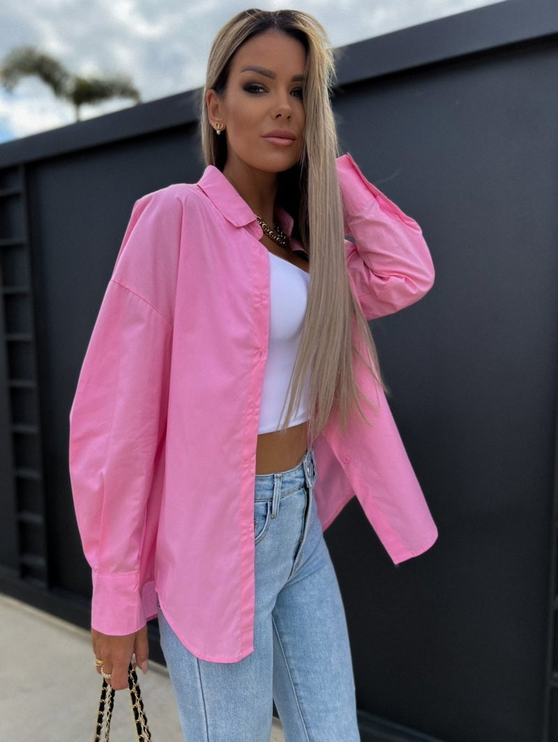 Maglietta Oversize con Bottoni e Scollo a V Donna | T-Shirt Casual a Maniche Lunghe in Vari Coloriargo TIAMUSE Maglietta