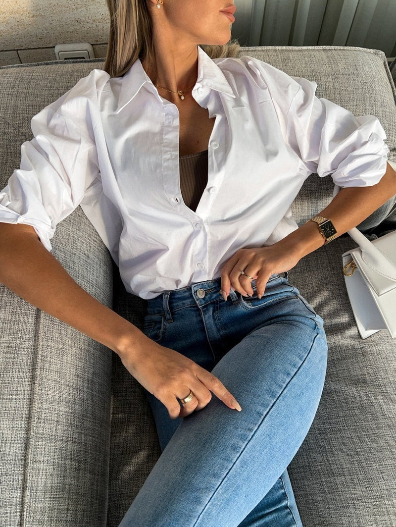 Maglietta Oversize con Bottoni e Scollo a V Donna | T-Shirt Casual a Maniche Lunghe in Vari Coloriargo TIAMUSE Maglietta