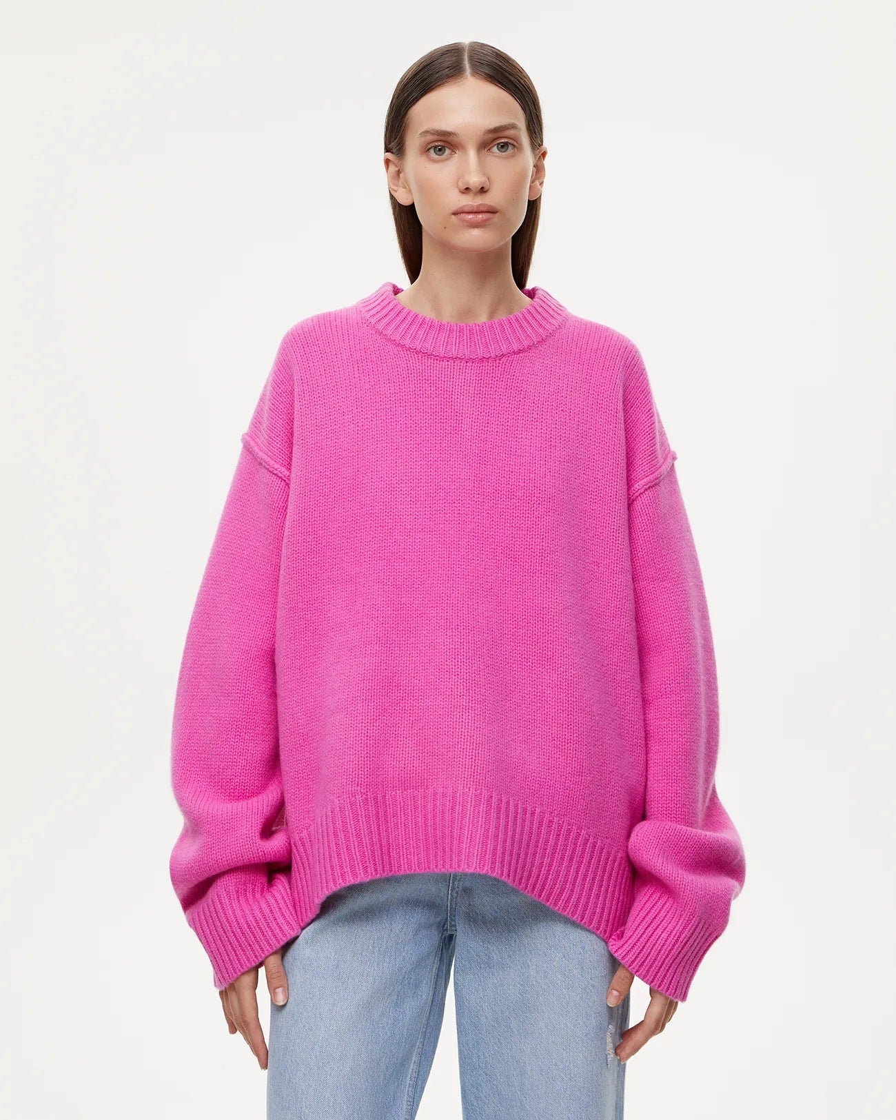 Maglione Casual da Donna Rosa Fucsia | Pullover Oversize per uno Stile Caldo e Accogliente in Autunno e Inverno TIAMUSE