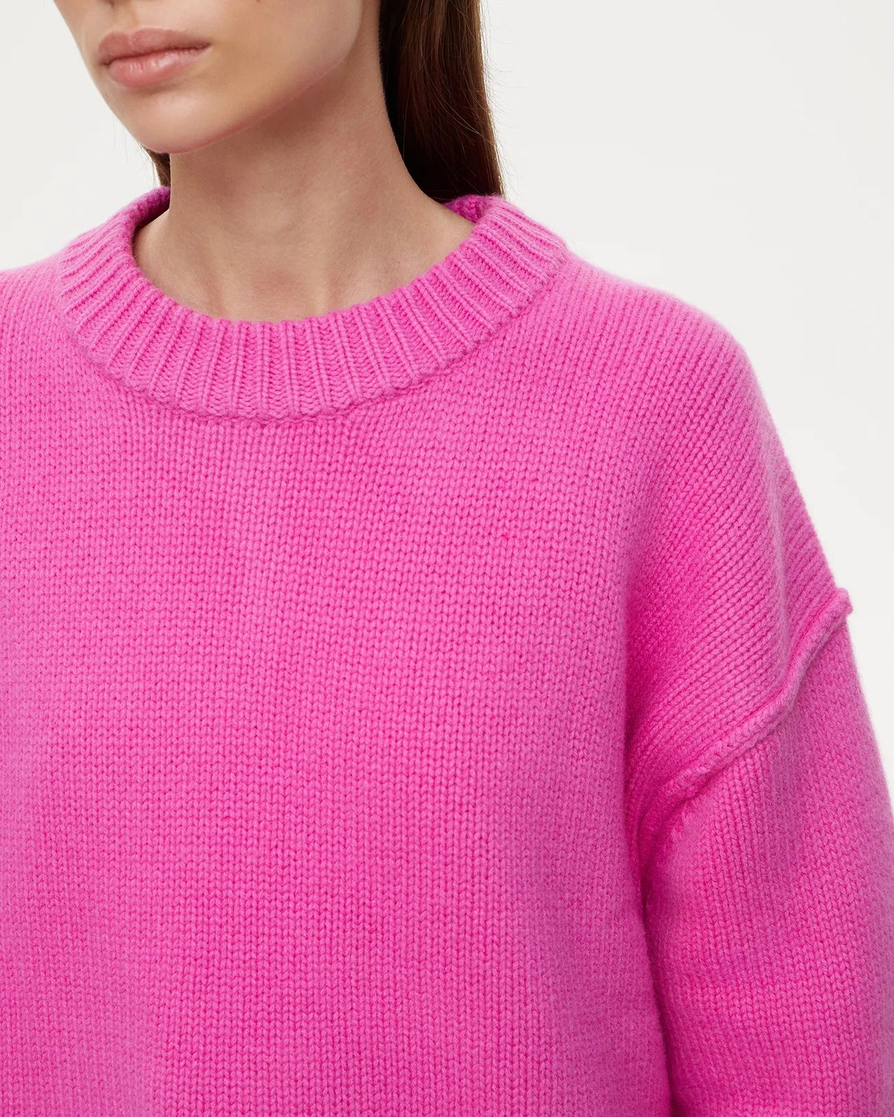 Maglione Casual da Donna Rosa Fucsia | Pullover Oversize per uno Stile Caldo e Accogliente in Autunno e Inverno TIAMUSE