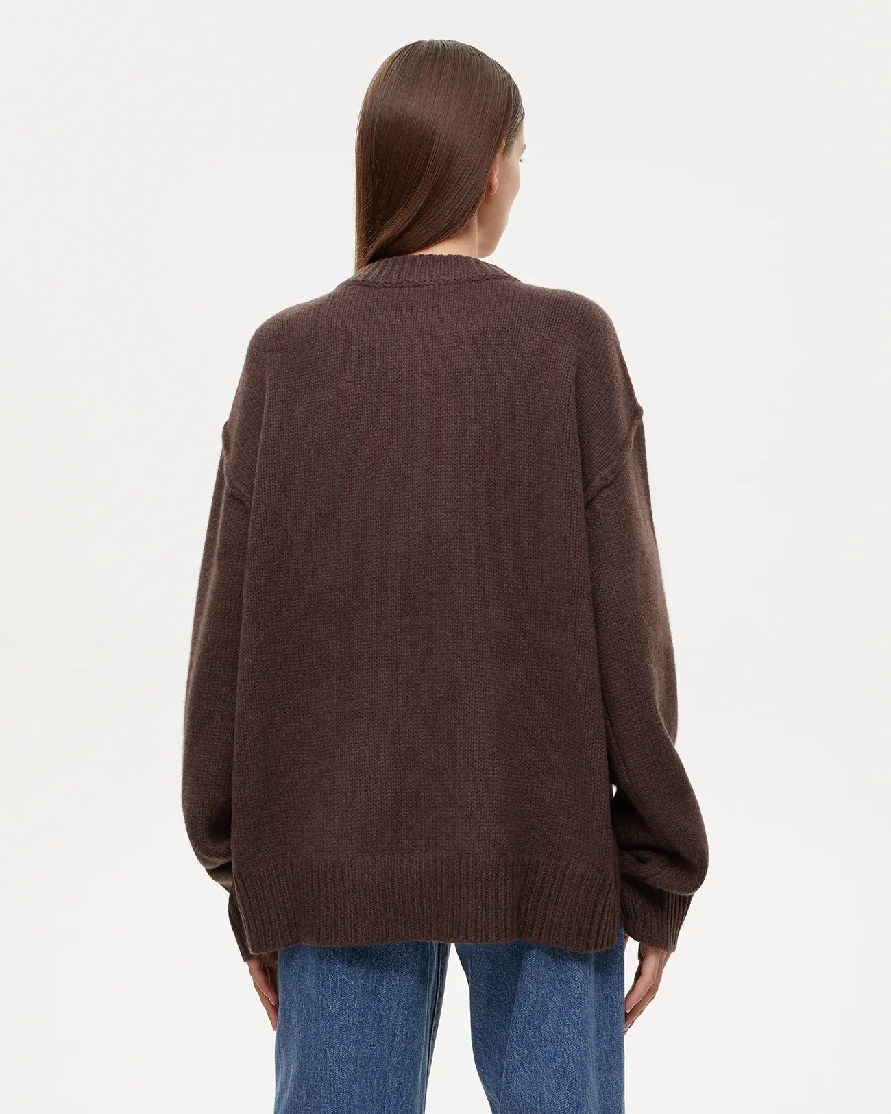 Maglione Donna Oversize Collo Rotondo Marrone | Pullover Autunno Inverno Caldo TIAMUSE