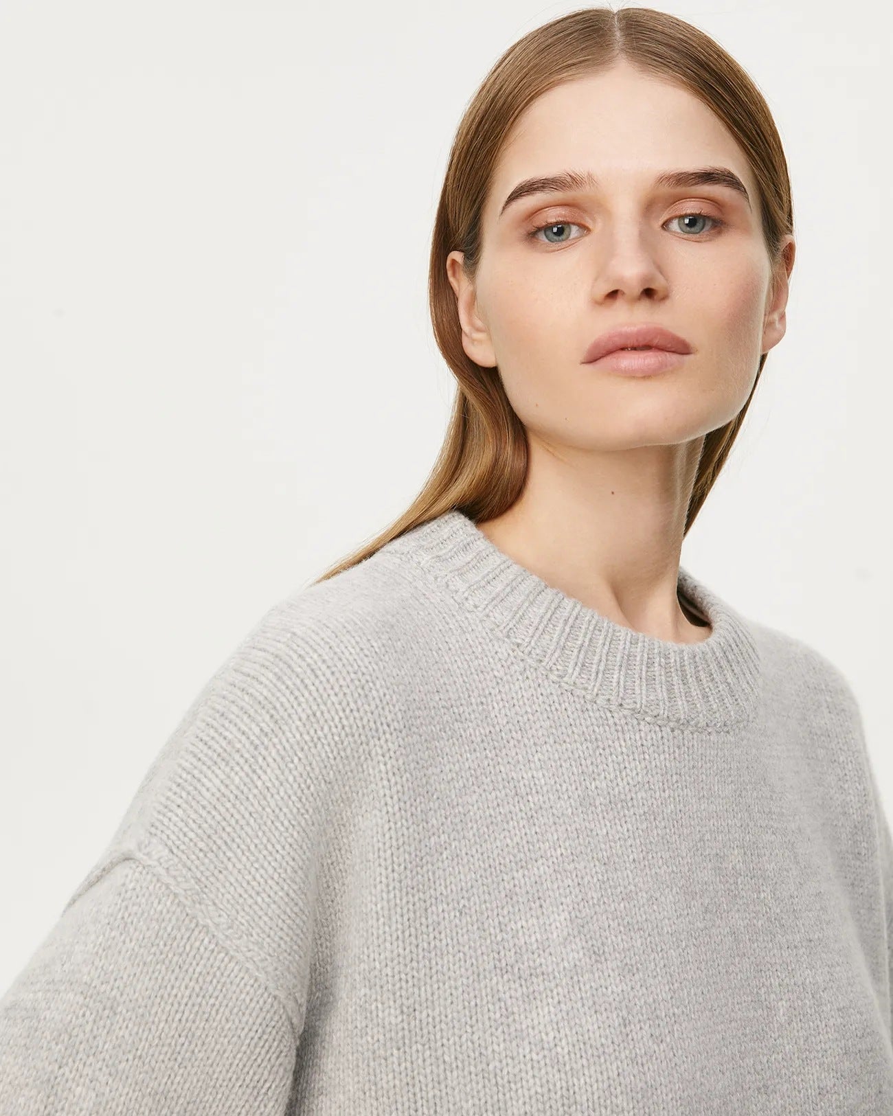 Maglione Donna Oversize a Maglia Grigio Chiaro | Pullover Caldo Autunno Inverno Look Casual TIAMUSE Sweater