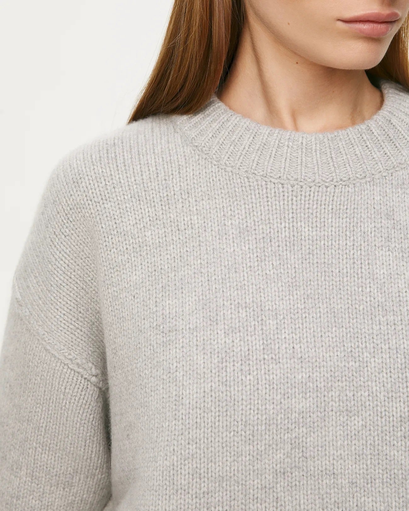 Maglione Donna Oversize a Maglia Grigio Chiaro | Pullover Caldo Autunno Inverno Look Casual TIAMUSE Sweater