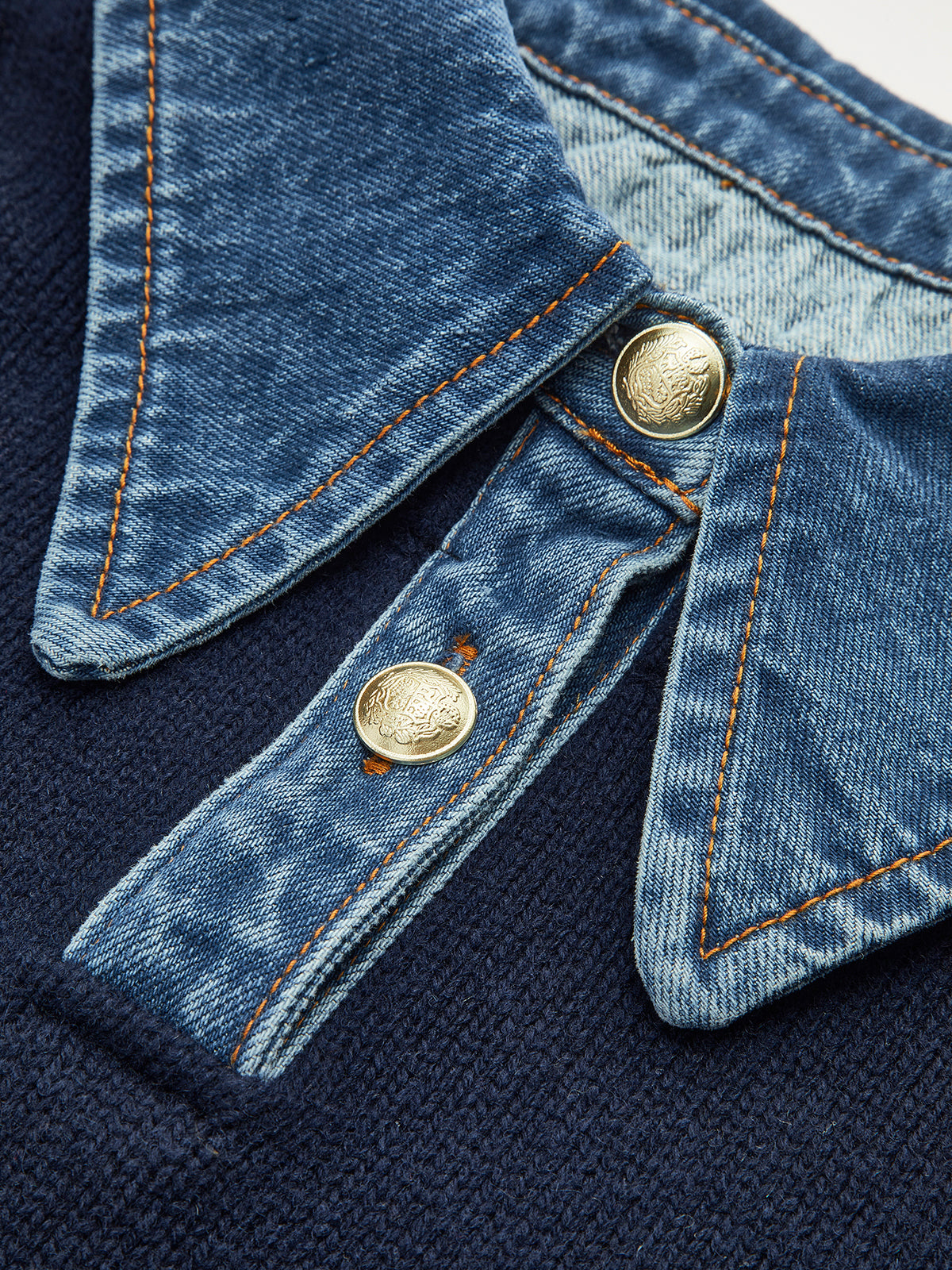 Maglione Elegante Donna con Colletto Denim | Stile Casual Chic TIAMUSE Sweaters