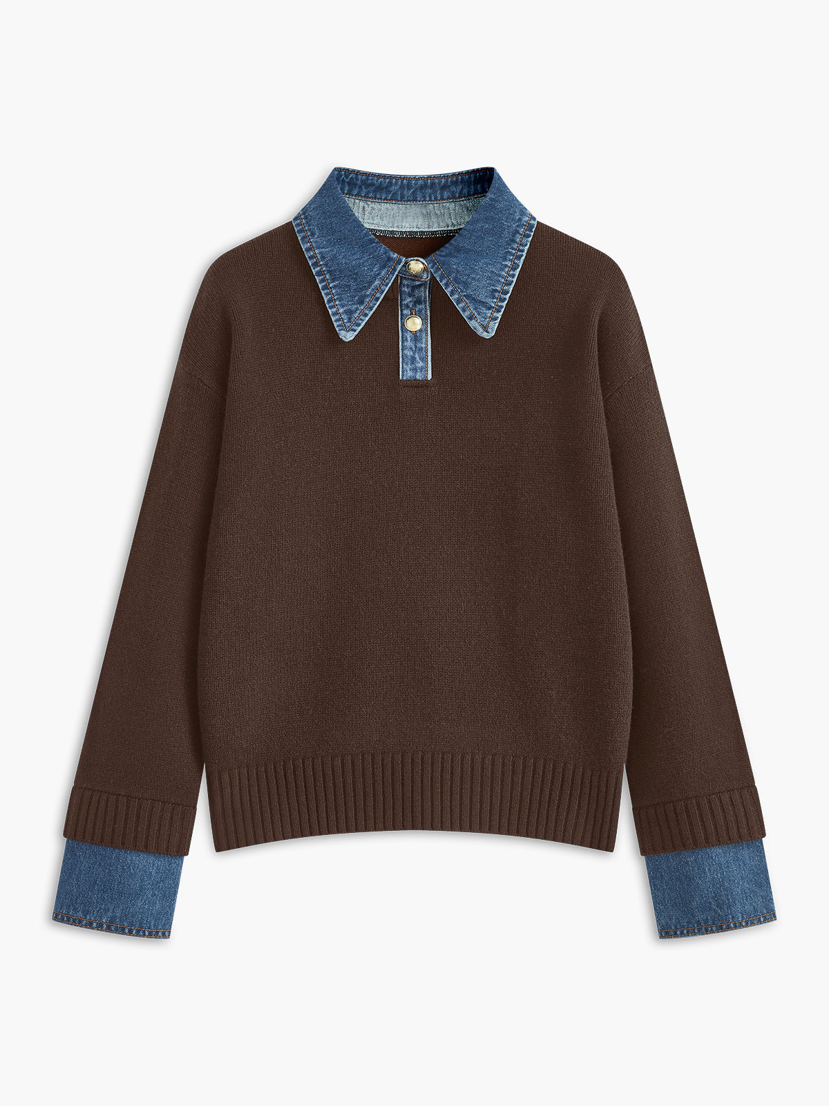 Maglione Elegante Donna con Colletto Denim | Stile Casual Chic TIAMUSE Sweaters