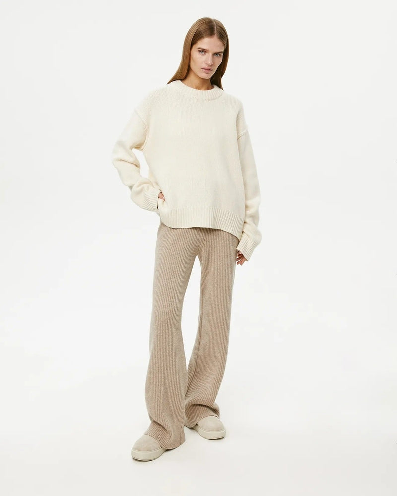 Maglione Oversize Trendy da Donna Bianco Crema | Maglieria Calda per la Moda Autunno Inverno TIAMUSE Sweater