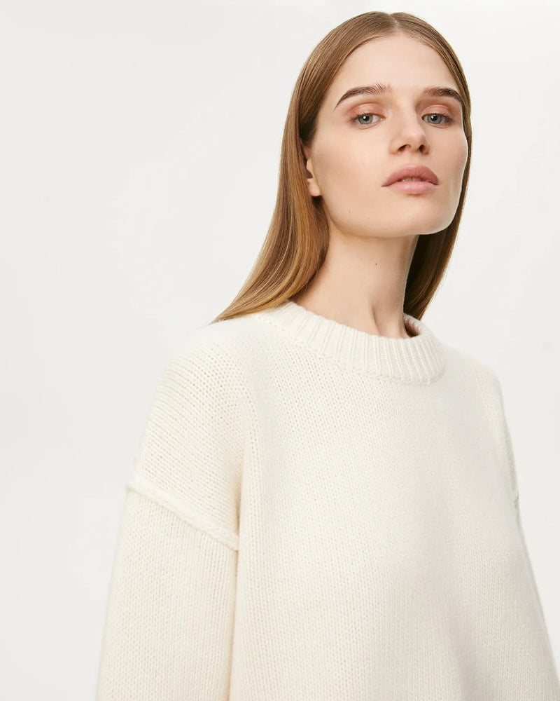 Maglione Oversize Trendy da Donna Bianco Crema | Maglieria Calda per la Moda Autunno Inverno TIAMUSE Sweater