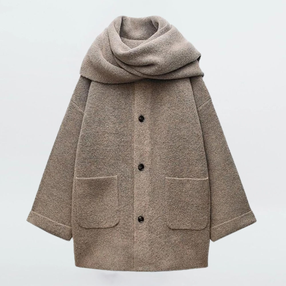 Mantella Elegante Donna con Sciarpa e Bottoni | Cardigan a Maglia Elegante 2025 TIAMUSE