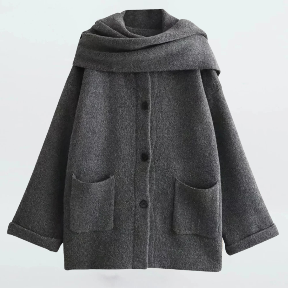 Mantella Elegante Donna con Sciarpa e Bottoni | Cardigan a Maglia Elegante 2025 TIAMUSE