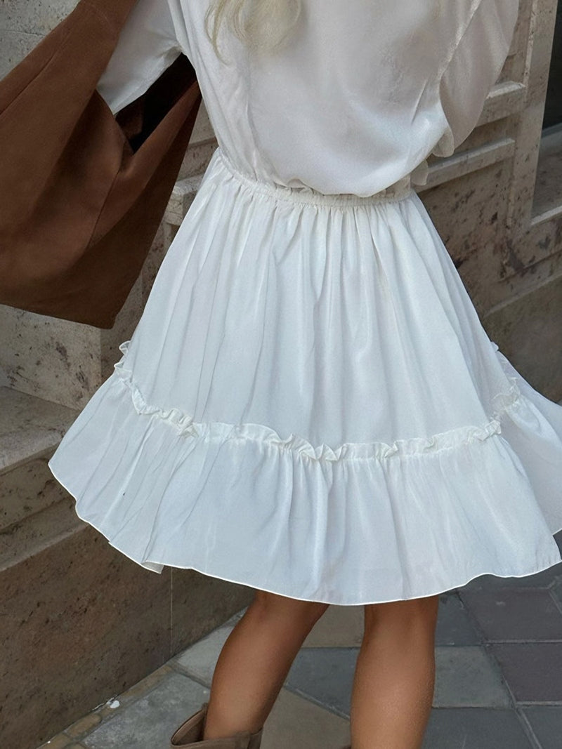 Maru – Abito Bianco con Maniche Lunghe e Rouches 2025 TIAMUSE Dresses
