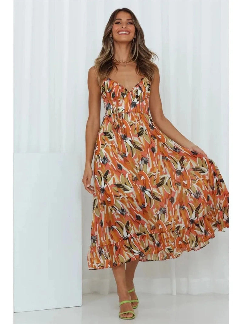Orietta Abito Elegante 2025 | Vestito Fluttuante con Scollo a V per Eventi Estivi TIAMUSE Dress
