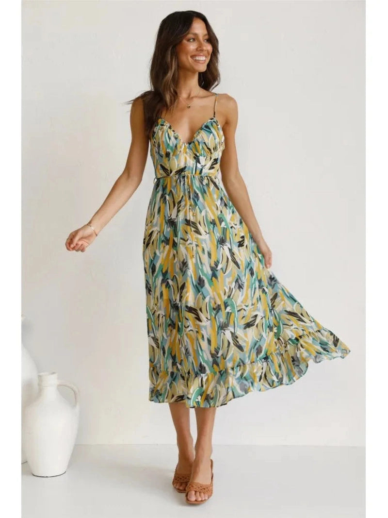 Orietta Abito Elegante 2025 | Vestito Fluttuante con Scollo a V per Eventi Estivi TIAMUSE Dress