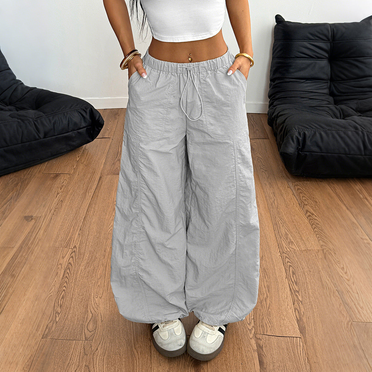 Pantaloni Casual Donna a Gamba Larga con Coulisse | Vita Alta Fit Largo TIAMUSE Pants