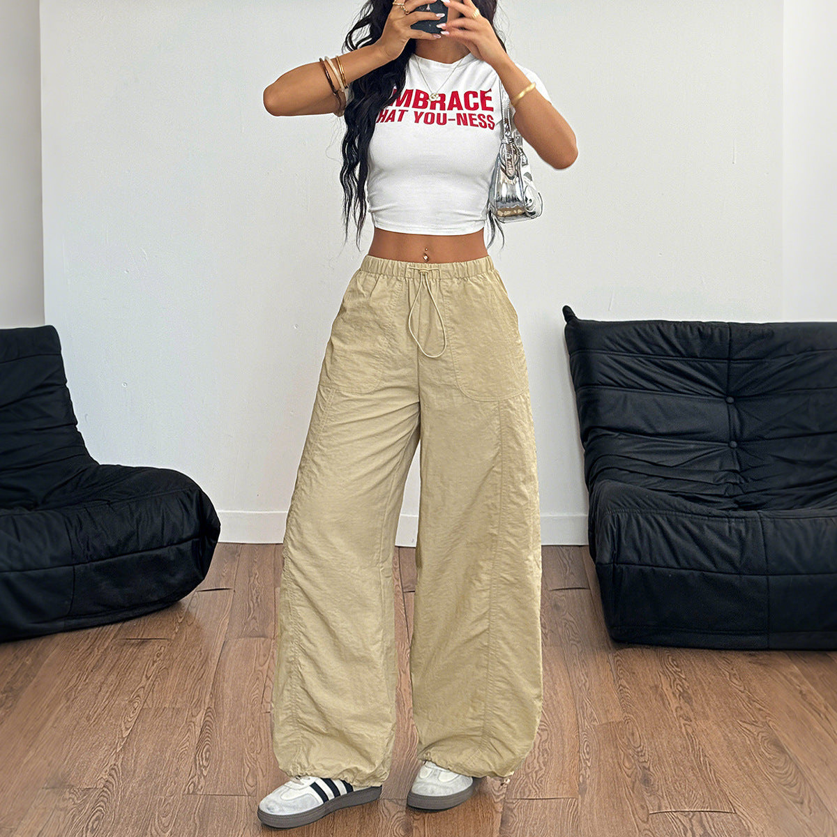 Pantaloni Casual Donna a Gamba Larga con Coulisse | Vita Alta Fit Largo TIAMUSE Pants