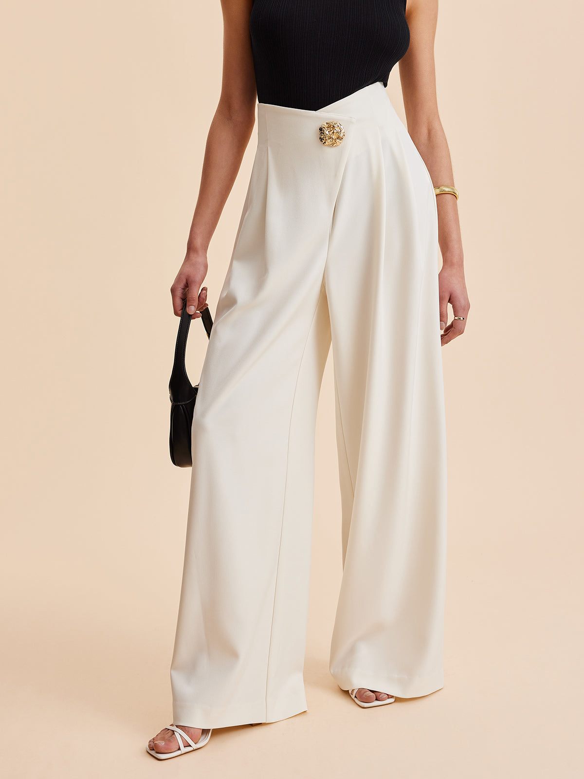Pantaloni Donna Eleganti a Vita Alta | Gamba Larga Moda 2025 Autunno Inverno TIAMUSE